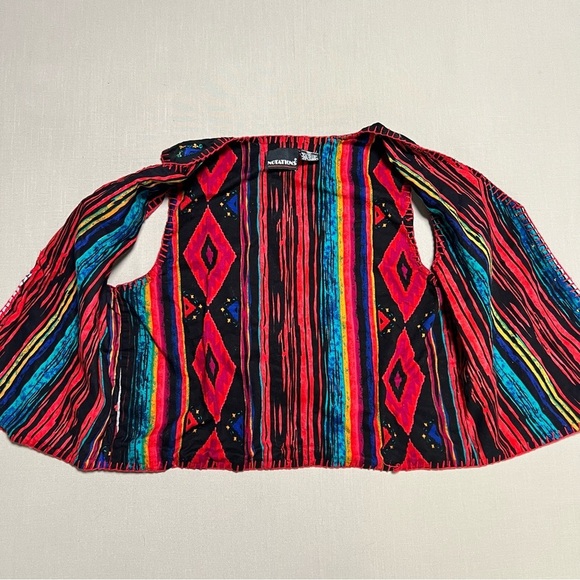Vintage Notations Embroidered Southwestern Vest Black Red Geometric Size M - Picture 7 of 9